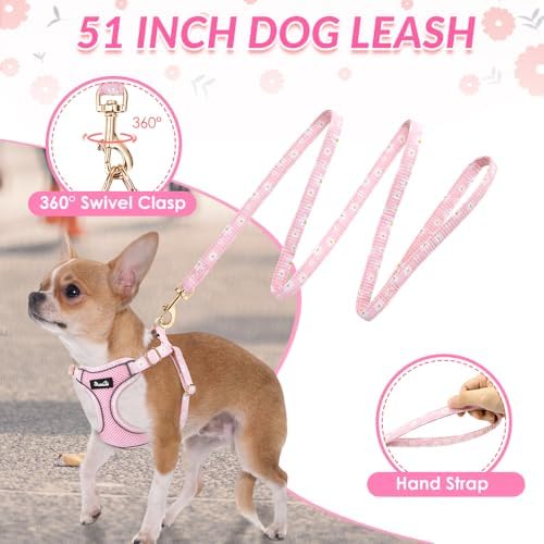 Lukovee Small Dog Harness and Leash Set, No Pull Lightweight Soft Mesh Vest