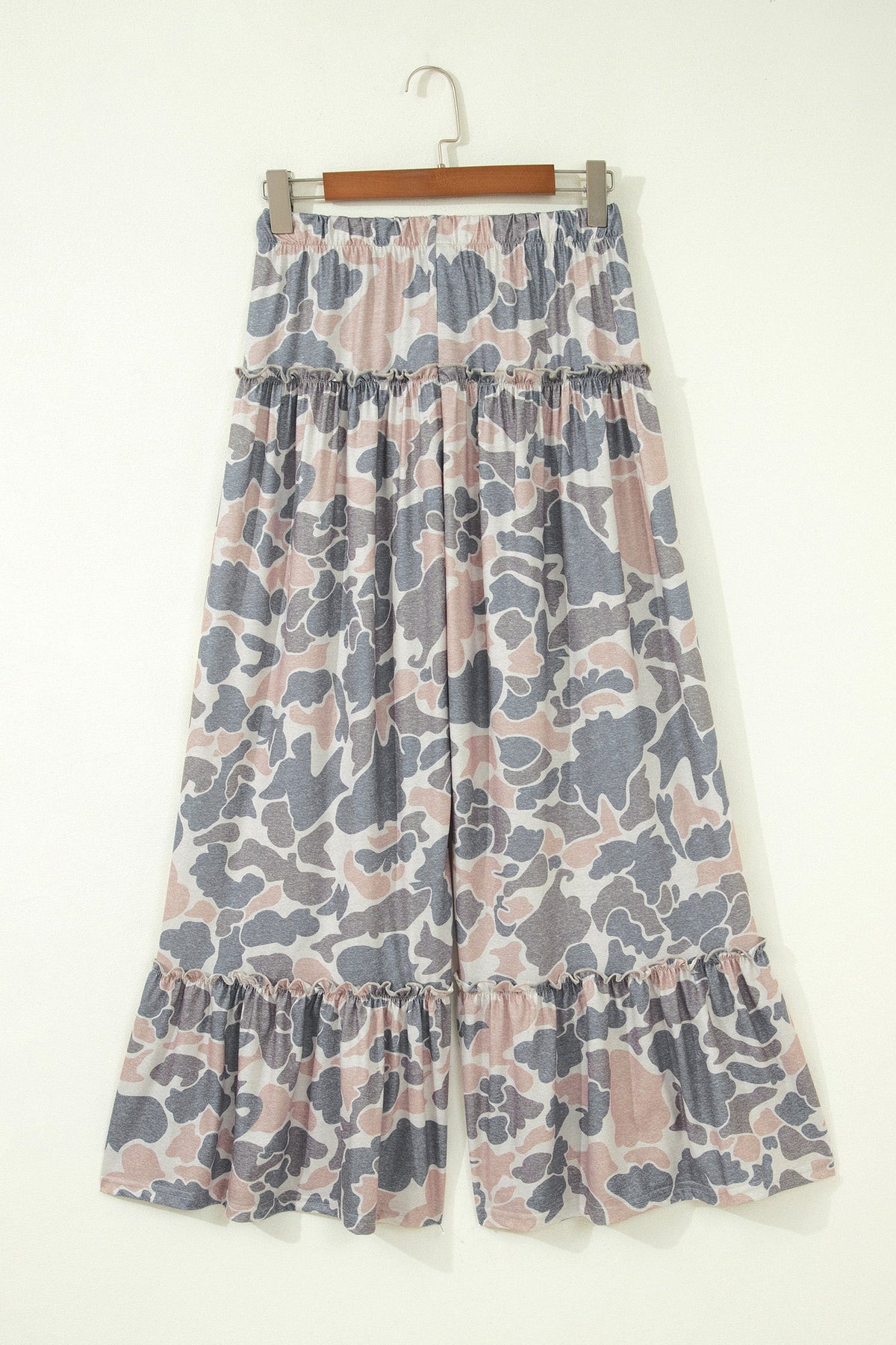 Camo & Leopard Ruffle Tiered Wide Leg Pants