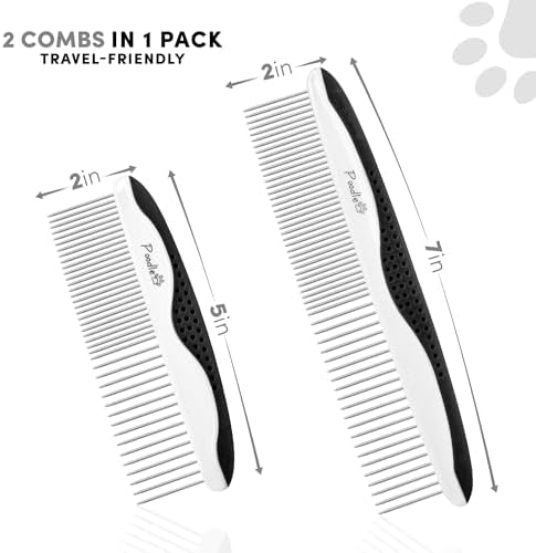 Poodle Pet Dog Combs for Grooming | 2 Pack | Stainless Steel Teeth Easily