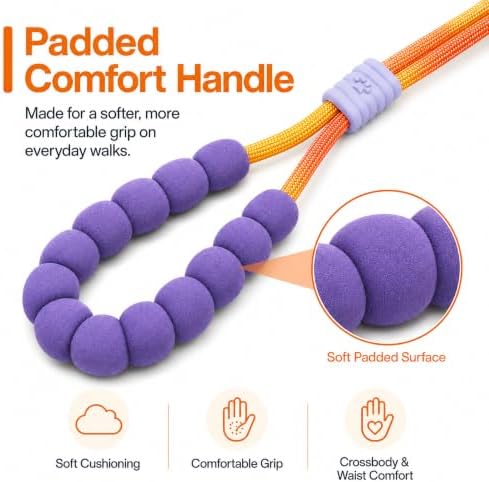 Hands Free Dog Leash, Double Handle Leash 6.5FT Yellow-Orange