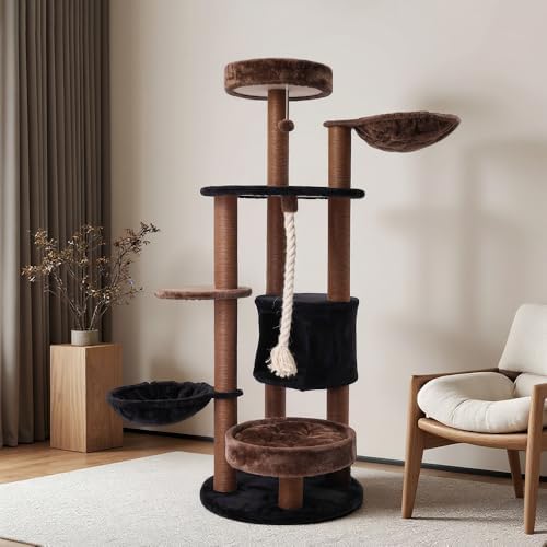 64 Inches Multi Level Cat Tree Tower Indoor Large Cats Furniture