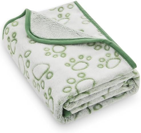 Green Soft Puppy Blanket, with Flannel Green Cute Paw Print, 24 * 32 inches