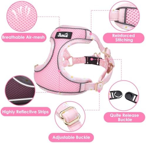 Lukovee Small Dog Harness and Leash Set, No Pull Lightweight Soft Mesh Vest