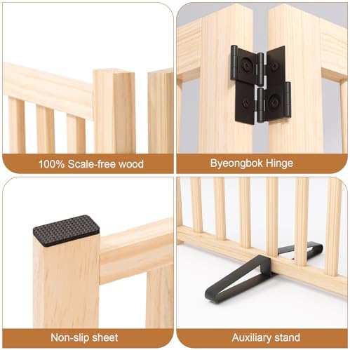 YOCAN Non-Painted Wooden Freestanding Dog Gates -5 Panels L:115" H:23"