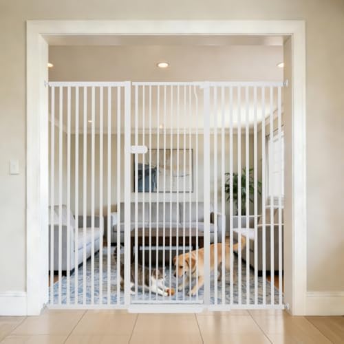 Lumizone Extra Tall Cat Gate 61.02" High 63.39"-67.71" Wide Pet Gate White