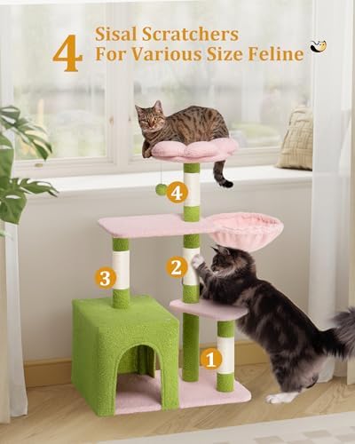 Aechonow Flower Cat Tree for Indoor Cats, 41.2" Cute Cat Tree for Adult Cats
