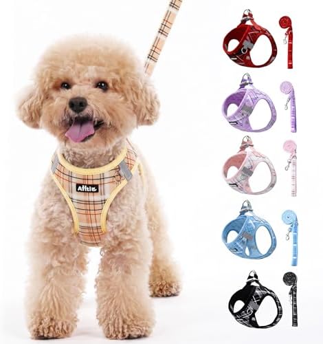 AIITLE Step in Dog Harness and Leash Set Plaid Adjustable