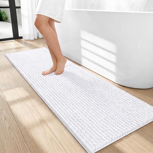 OLANLY Thick Chenille Bathroom Runner Rugs 47x17, Absorbent Bath Mat