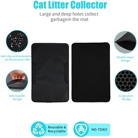 Cat Litter Mat 26"x46.5", Double Layer Waterproof Litterbox Mat
