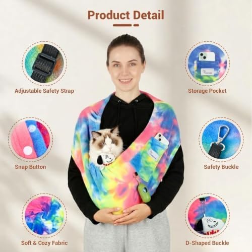 Hands-Free Cat Sling Carrier for Small Dogs & Cats, Soft Fleece