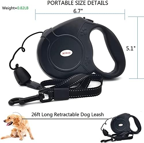 Retractable Dog Leash 26ft, 360° Tangle-Free Long Cord Pet Puppy Walking Leashes