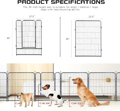 Dog Playpen, 32/40/45 Inch Height in Heavy Duty, Folding Indoor Outdoor