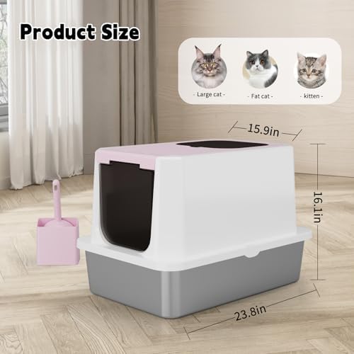 RIZZARI Stainless Enclosed Litter Box: