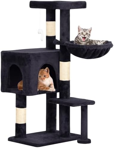 BestPet | 37" Cat Tree Tower | Dark Gray | Sturdy Multi-Level Cat Tree