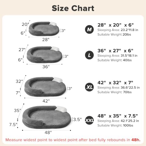 JOEJOY XL Orthopedic Dog Beds Large Sized Dog, Extra Large Washable Waterproof