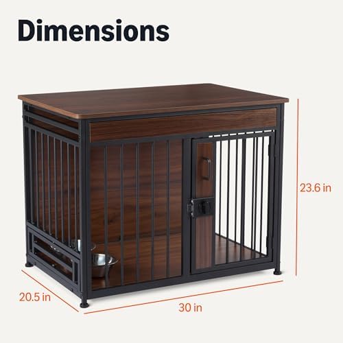 Amazon Basics Furniture Style Dog Crate, Sturdy Wooden Pet Kennel, End Table