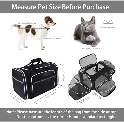 TSA Airline Approved Large Pet Travel Carrier, 4 Sides Expandable