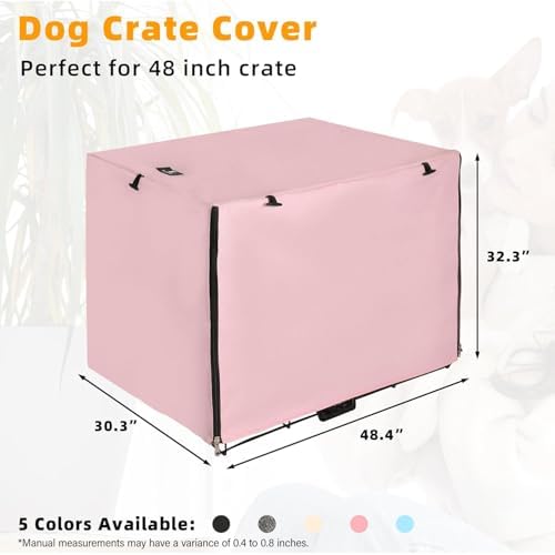 X-ZONE PET Dog Crate Cover Waterproof Kennel Cover, 48 in Pink