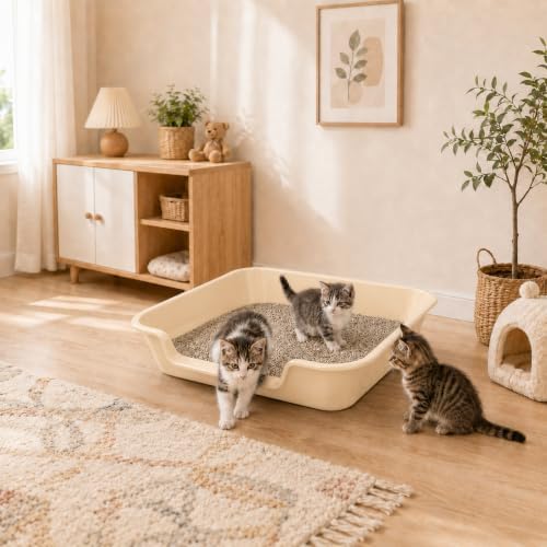 Extra Large Low Entry ABS Cat Litter Box, 2 Pack