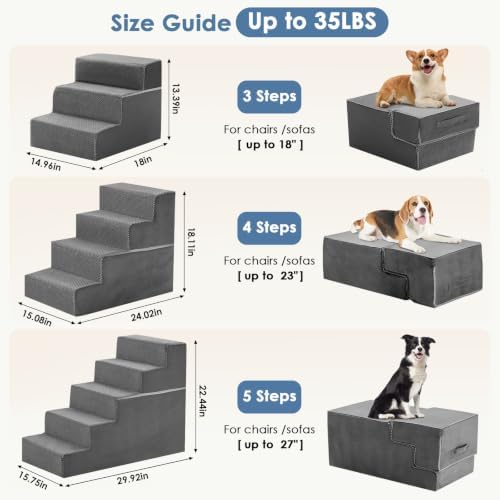 DUMOS Dog Stairs for Small and Medium Dogs, 5-Step Pet Steps