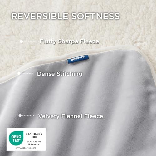 Bedsure Waterproof Blanket for Bed Soft Sherpa Fleece Throw, King 108"x86"