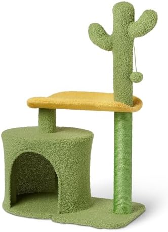 Amazon Basics Cactus Cat Tower for Indoor Cats, 4-in-1 Scratching Post