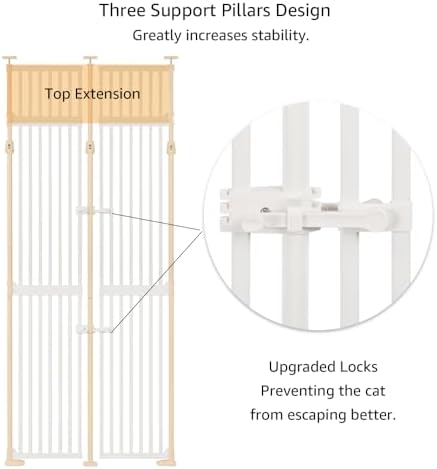 unipaws 86" High Extra Tall Cat Safety Gate, Auto Closing and No Drilling
