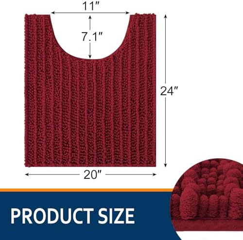 Smiry Bathroom Toilet Rugs U Shaped 24X20, Chenille Bath mats