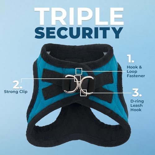 Voyager Step-in Plush Dog Vest Harness -Turquoise Plush