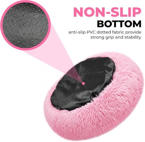 Whiskers & Friends Cat Beds for Indoor Cats, Fluffy Pink Cat Bed Small Dog