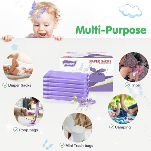 Baby Disposable Diaper Bags Easy-To-Tie Tabs Diaper Sacks