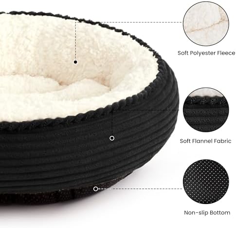 Love's cabin Round Donut Cat and Dog Cushion Bed, 24in Pet Bed