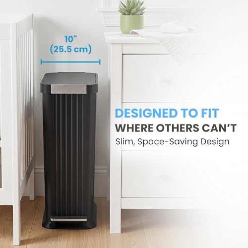Patented 13 Gallon STEP Diaper Pail – Fits Kitchen Bags, Odor Filter Baby Trash