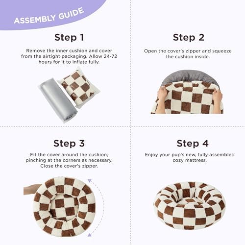 LE SURE Shown on TV Jacquard Donut Cute Small Dog Beds，Brown 23x23x7in