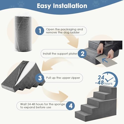 DUMOS Dog Stairs for Small and Medium Dogs, 5-Step Pet Steps