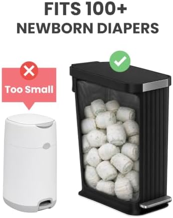 Patented 13 Gallon STEP Diaper Pail – Fits Kitchen Bags, Odor Filter Baby Trash