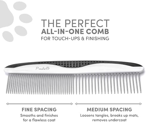 Poodle Pet Dog Combs for Grooming | 2 Pack | Stainless Steel Teeth Easily