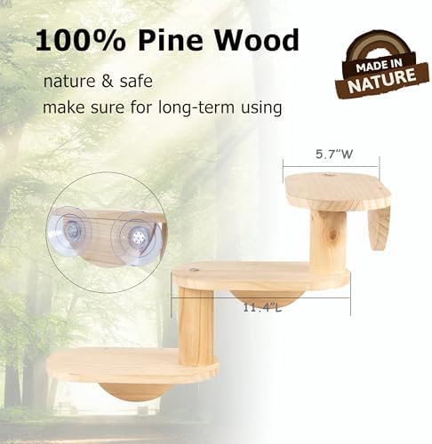 Cat Window Ladder, 3-Level Solid Pine Steps
