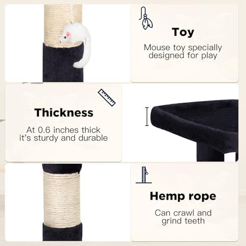 BestPet | 37" Cat Tree Tower | Dark Gray | Sturdy Multi-Level Cat Tree