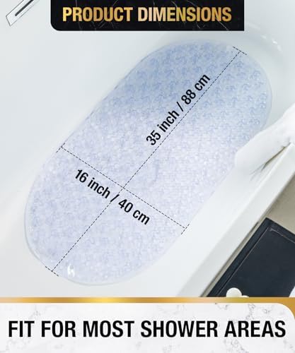 HITSLAM Bathtub Mat Non Slip, 35x16 Inch Bubble Oval Bath Tub Mat