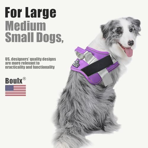 Bolux Dog Harness, No-Pull Reflective Dog Vest, Breathable Adjustable Pet