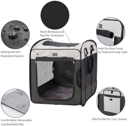 DONORO Dog Kennels and Crates for Medium Dogs, Portable Pop Up Indoor Pet Cage