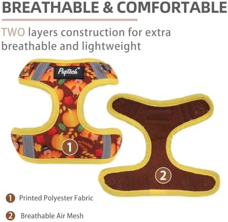 PUPTECK Thanksgiving Dog Harness and Leash Set Small Sized, Step in No Pull