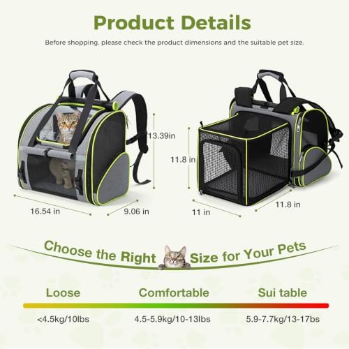 Lekereise Expandable Cat Backpack Carrier
