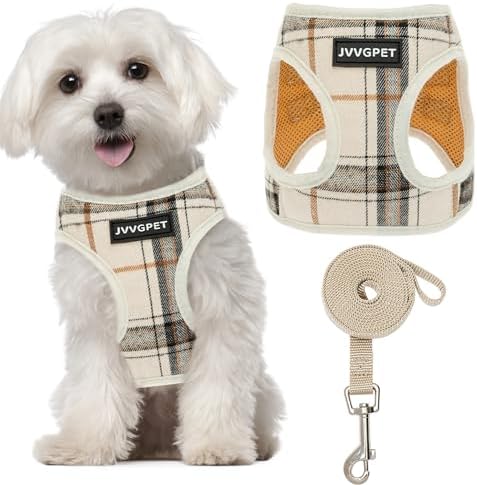 Dog Harness for Small Dogs, Plaid Step-in No Pull Dog Vest Outfit