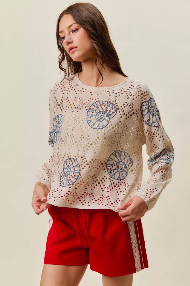 SO ME Seashell Lightweight Sweater Top