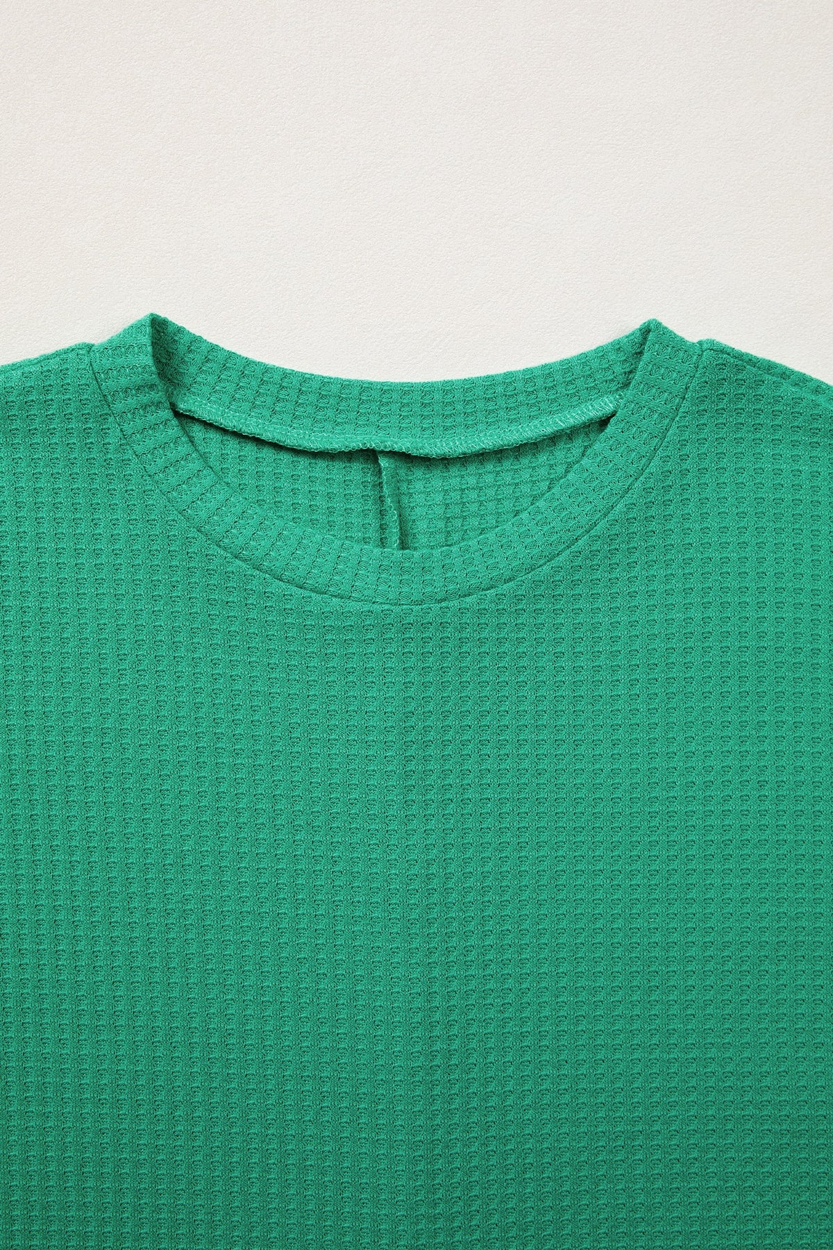 Solid Waffle Knit Dolman Short Sleeve Loose Top