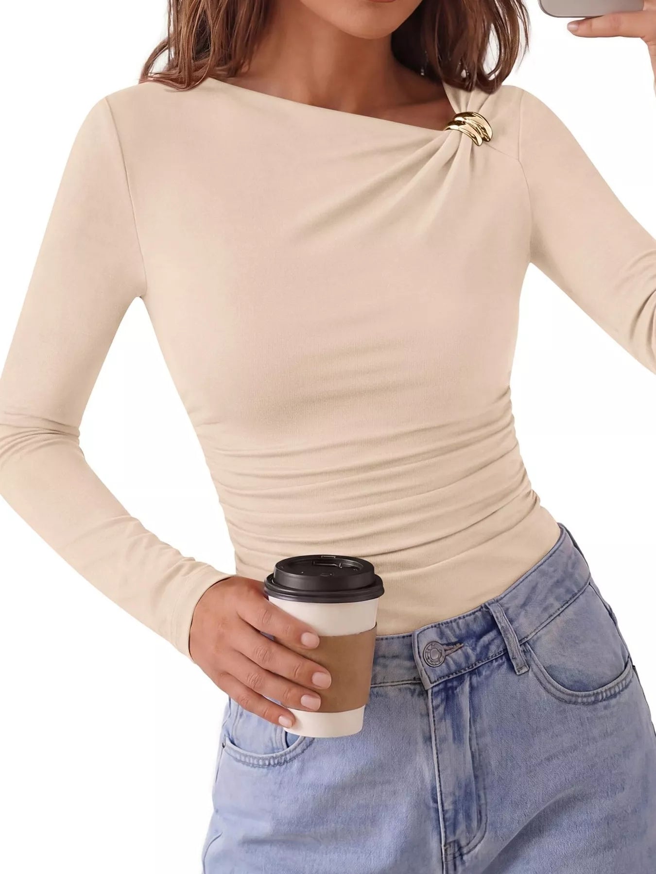 Metal Detail Long Sleeve T-Shirt