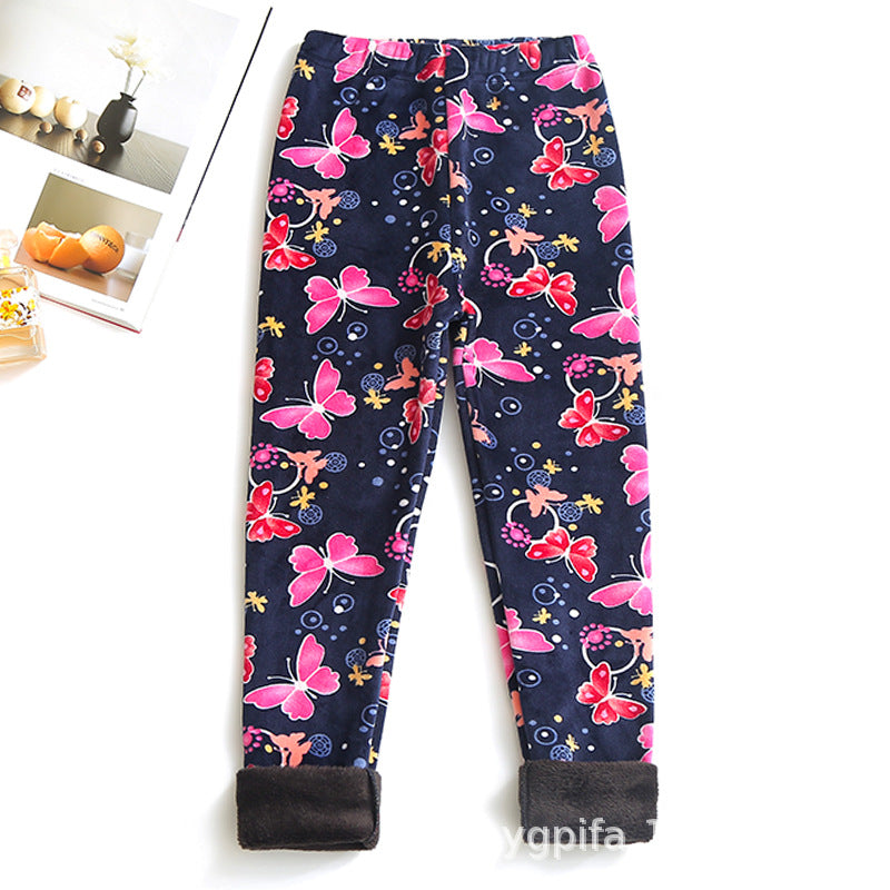Childrens Printed Slim-fit Warm Pants Long Outerwear Trousers For Older Kids