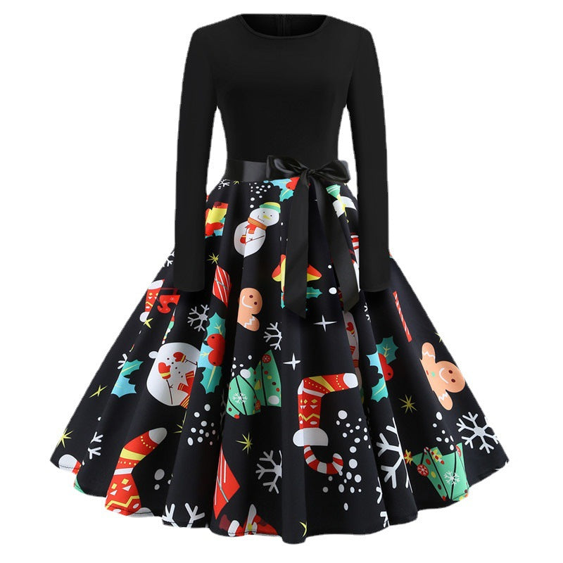 Christmas Retro Performance A- Line Dress Women's Clothing